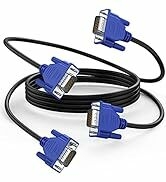 2-Pack VGA Cable 5 Feet, Male VGA to VGA Male Monitor Computer Cable Adapter Cord HD15 1080P Full...