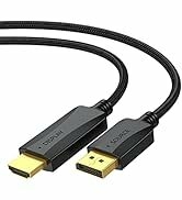 4K DisplayPort to HDMI Cable 6 ft, 4K DP (Display Port) to HDMI Adapter Cord 6ft Braided Male to ...
