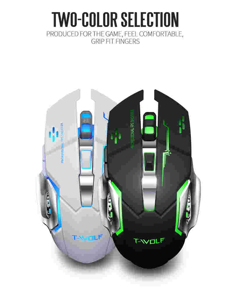 TWOLF Q13 gaming wireless mouse rechargeable 2.4GHz 2400dpi USB mice 6D optical LED light for gamer PC computer laptop gaming pl