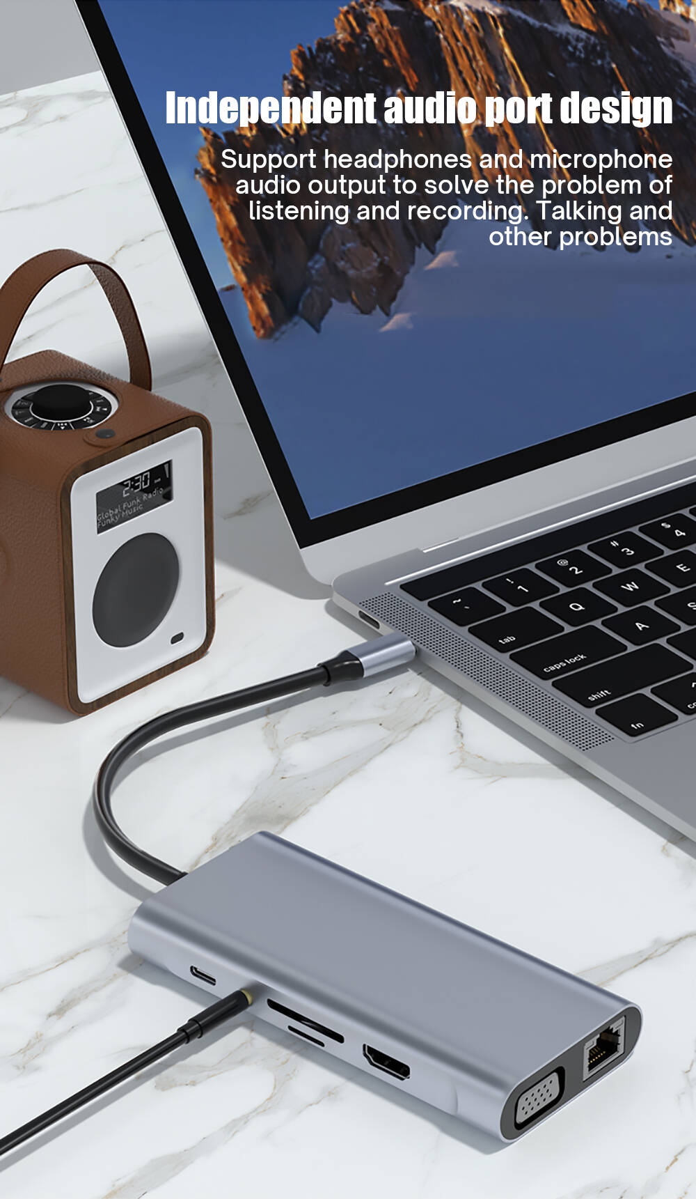 11 in 1 USB C HUB Type C Adapter to 4K HDTV VGA RJ45 Lan Ethernet SD/TF Hub 3.5MM AUX 11 Port Dock Station for Laptop Splitter