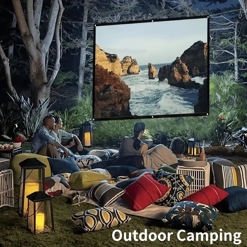 100英寸便携式投影幕布，视频投影幕布，16:9高清双面可水洗可折叠投影幕布，适用于室内外家庭影院/露营派对/办公室 商品详情 7