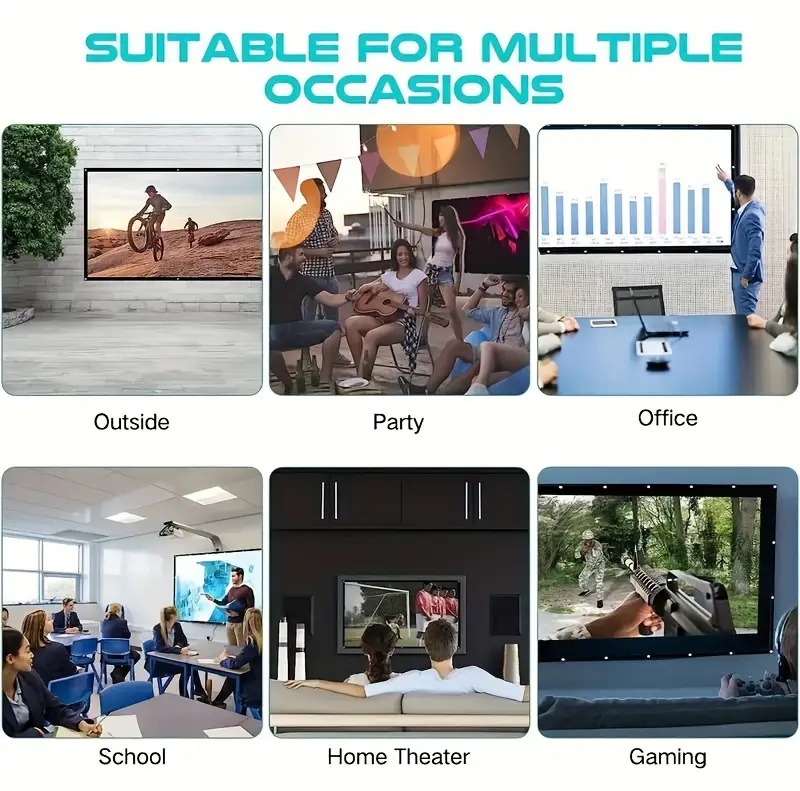 100英寸便携式投影幕布，视频投影幕布，16:9高清双面可水洗可折叠投影幕布，适用于室内外家庭影院/露营派对/办公室 商品详情 2