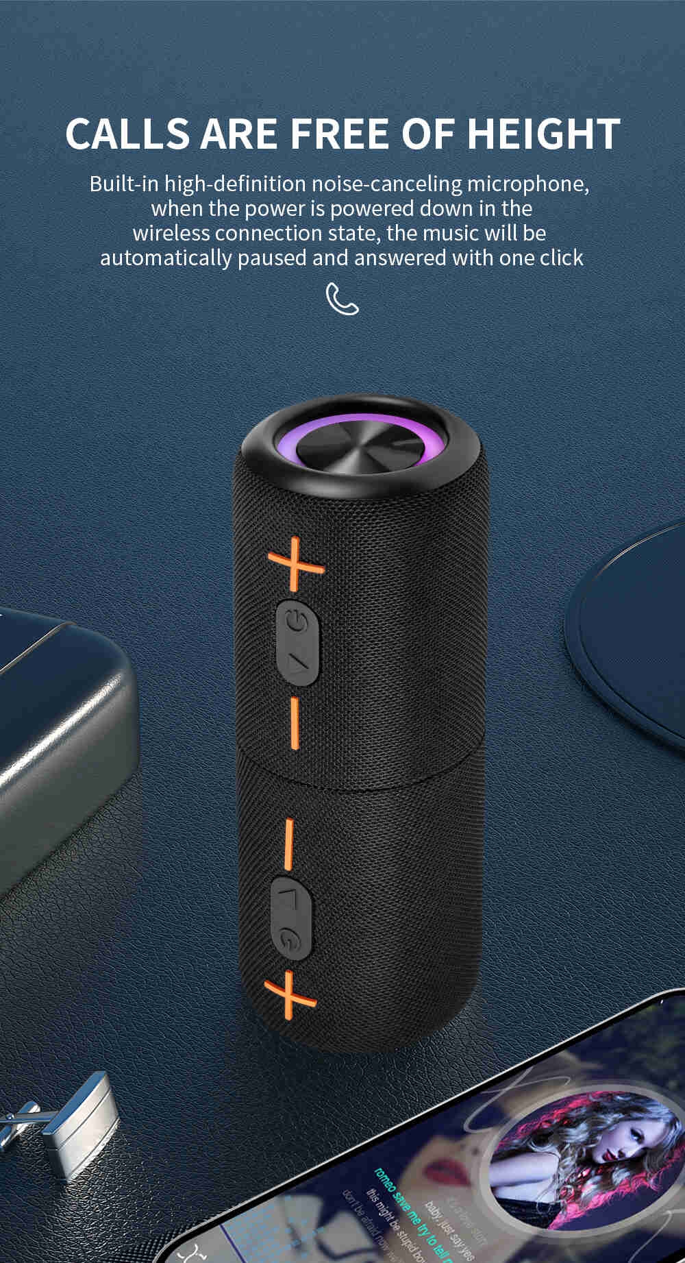 Detachable Speaker 3D Stereo Bass 2-in-1 Portable Split BT Speaker IPX6 Waterproof Suitable TWS Boom Box Colorful Lights