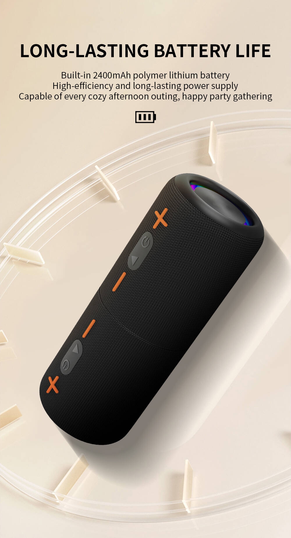 Detachable Speaker 3D Stereo Bass 2-in-1 Portable Split BT Speaker IPX6 Waterproof Suitable TWS Boom Box Colorful Lights