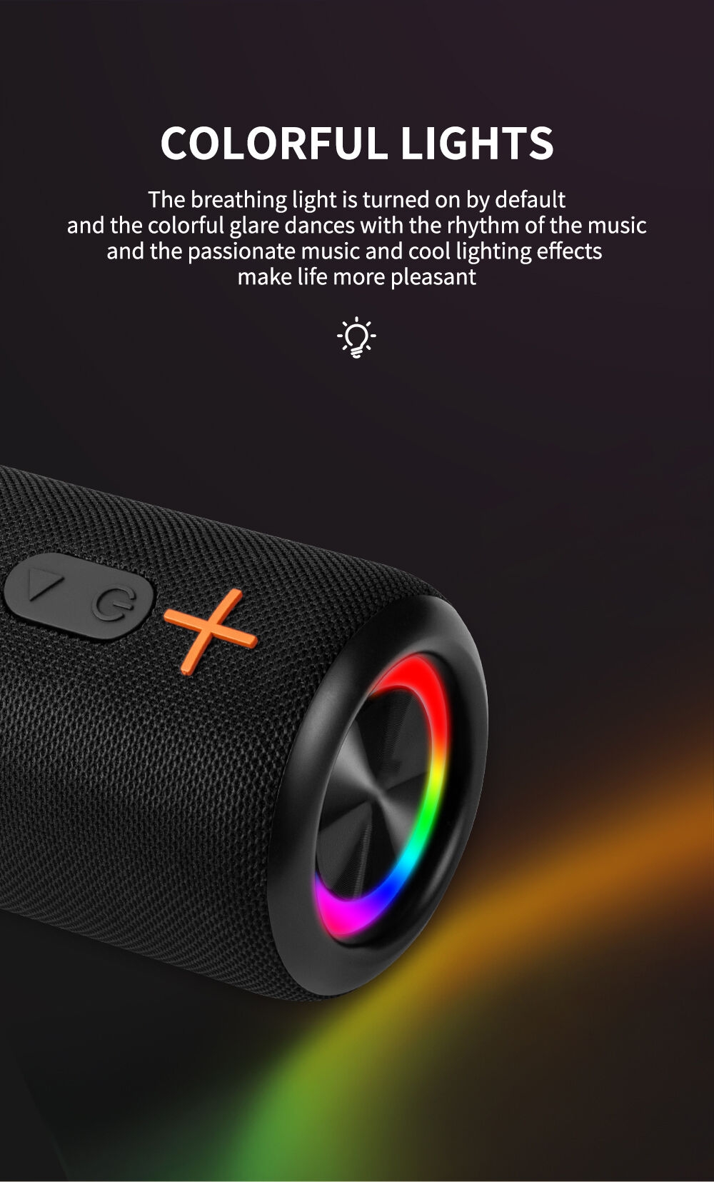 Detachable Speaker 3D Stereo Bass 2-in-1 Portable Split BT Speaker IPX6 Waterproof Suitable TWS Boom Box Colorful Lights