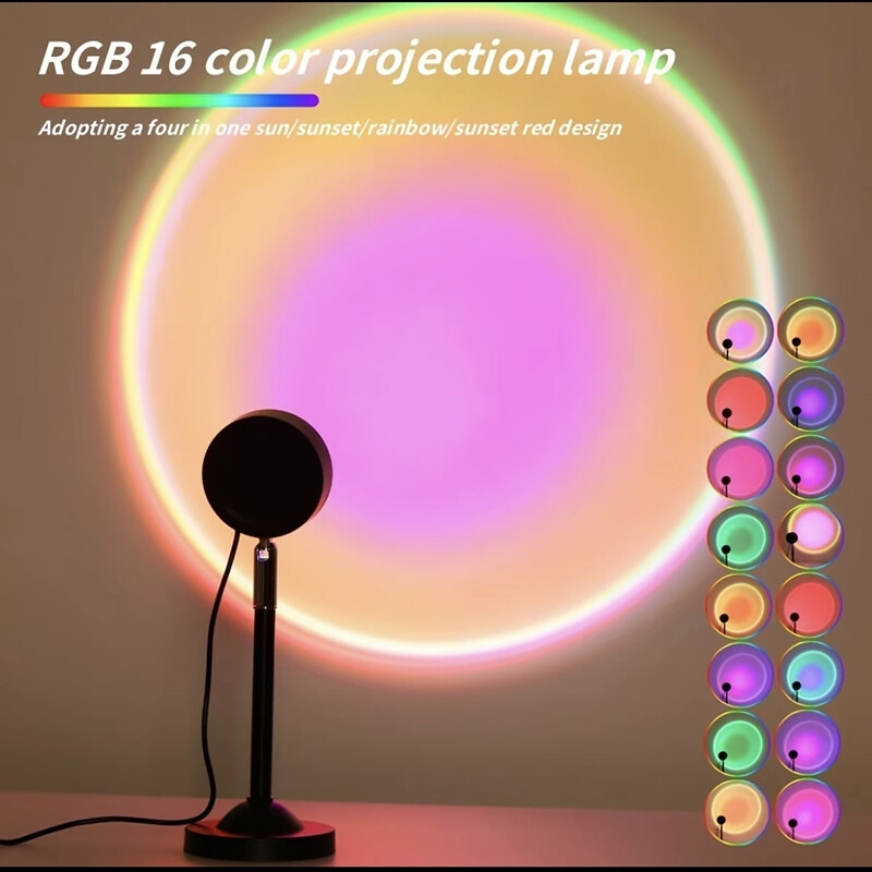 Hot Sale Free Sample Led Sunset Lamp 16 Colors Rgb With Remote Control Rainbow Projection Night Light Led Sunset Light