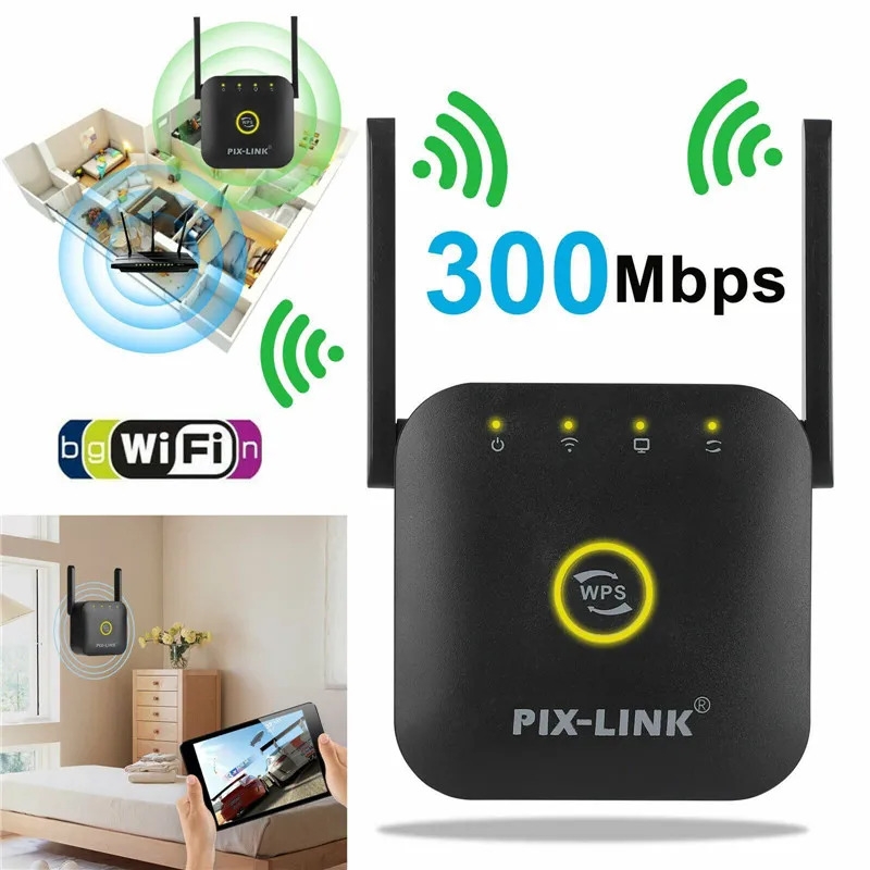 Wi Fi Range Extender: 300Mbps Wireless Repeater, 2.4GHz Network Amplifier, Long Range Wi-Fi Signal Booster