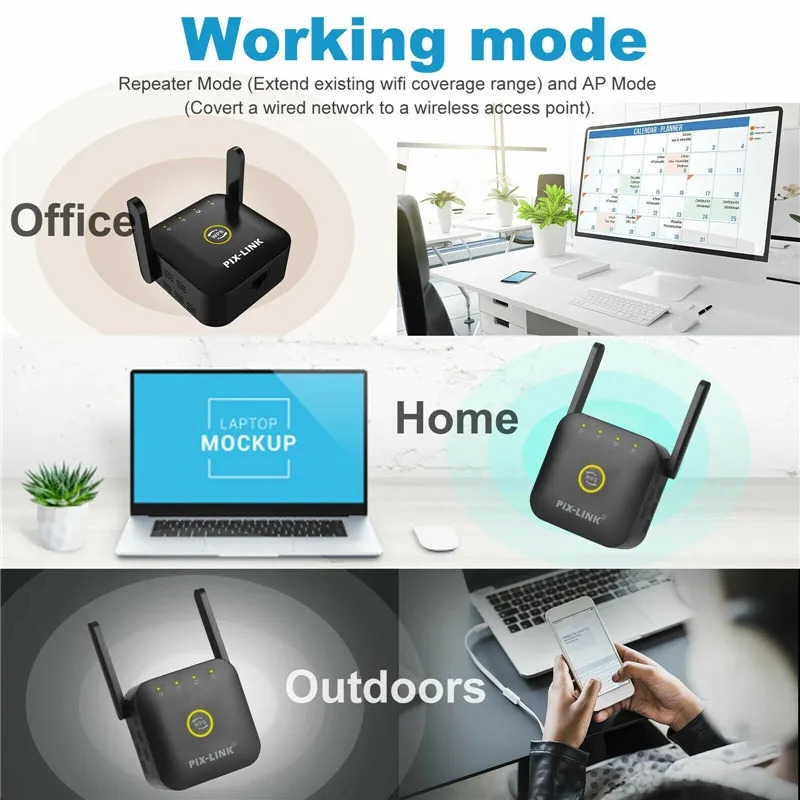 Wi Fi Range Extender: 300Mbps Wireless Repeater, 2.4GHz Network Amplifier, Long Range Wi-Fi Signal Booster