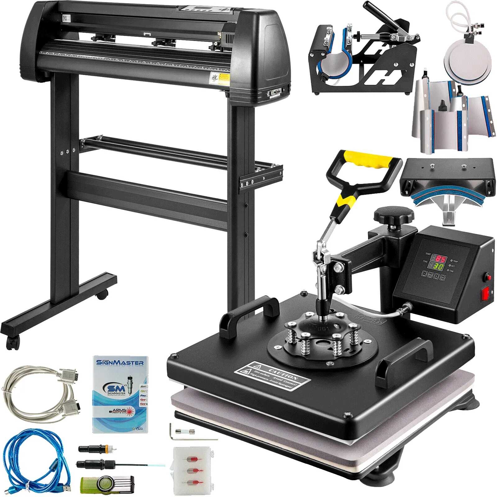 VEVOR 8 in 1 heat press sublimation machine with accessories and cutting plotter