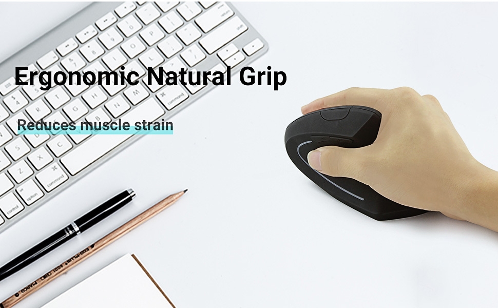 Wireless Mouse Ergonomic Vertical Mouse Ergo LED Light High Precision Optical Cordless