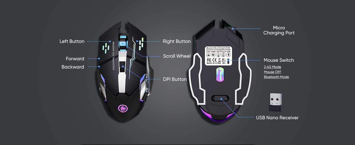 wireless bluetooth gaming mouse