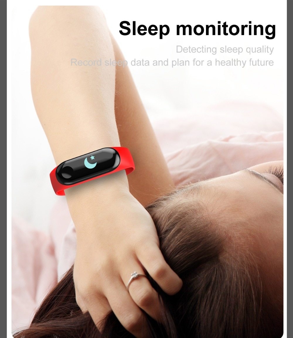 M3 Color Screen Smart Sport Fitness Bracelet Waterproof Blood Pressure Tracker Smart Watch red one size 12