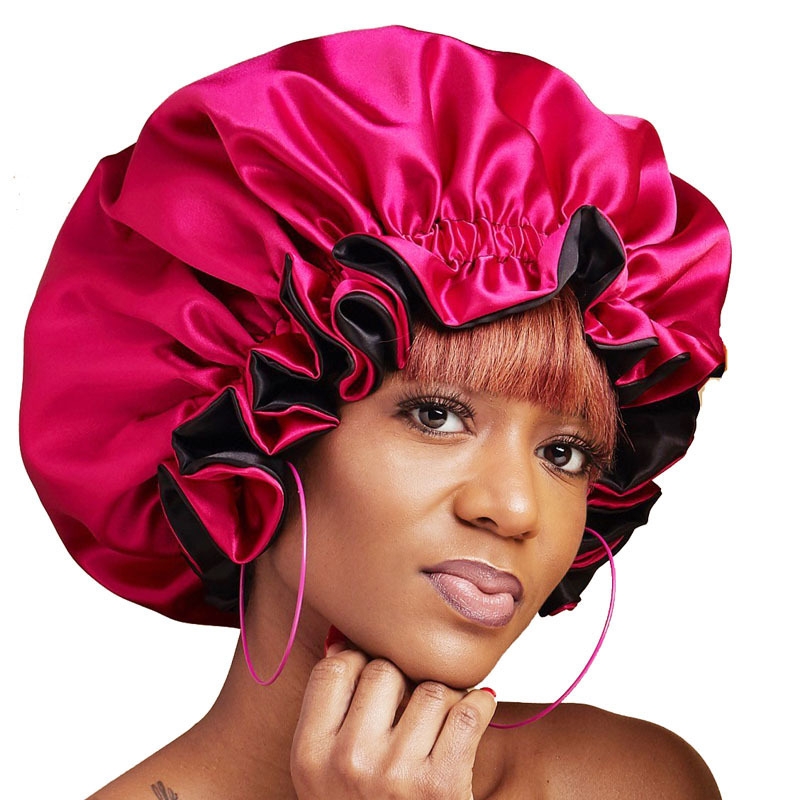 New Satin Bonnet double layer adjustable size Sleep Night Cap Head ...