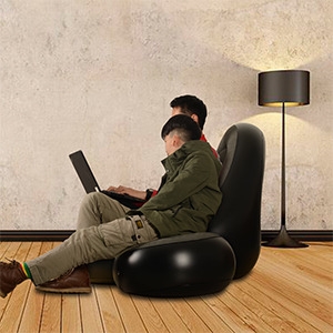 Inflatable Lounge Chair with Ottoman Blow Up Chaise Lounge Air Lazy Sofa Inflatable Deck Chair