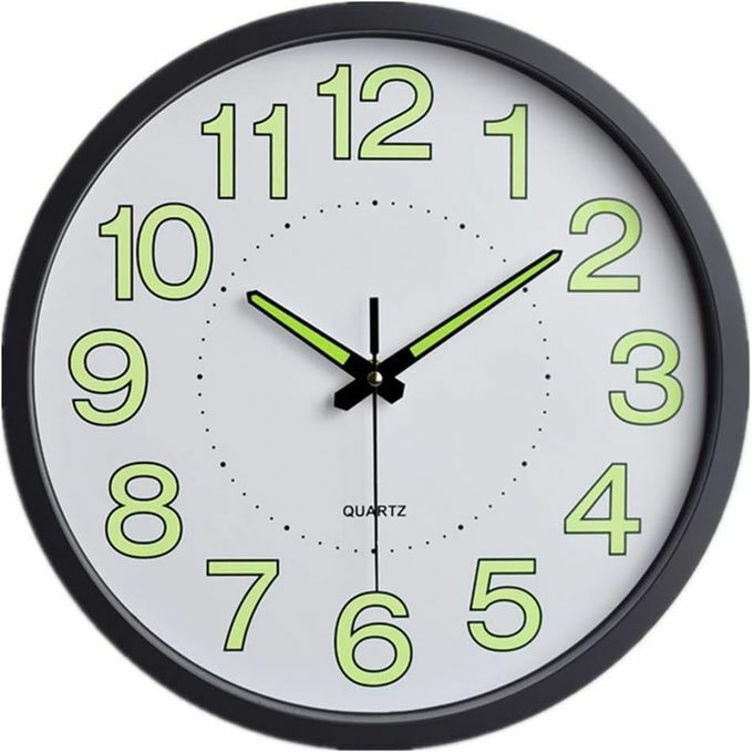 product_image_name-Generic-Horloge Murale Lumineuse à Quartz Foncé De 12