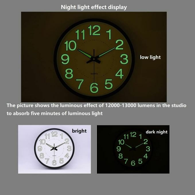 product_image_name-Generic-Horloge Murale Lumineuse à Quartz Foncé De 12