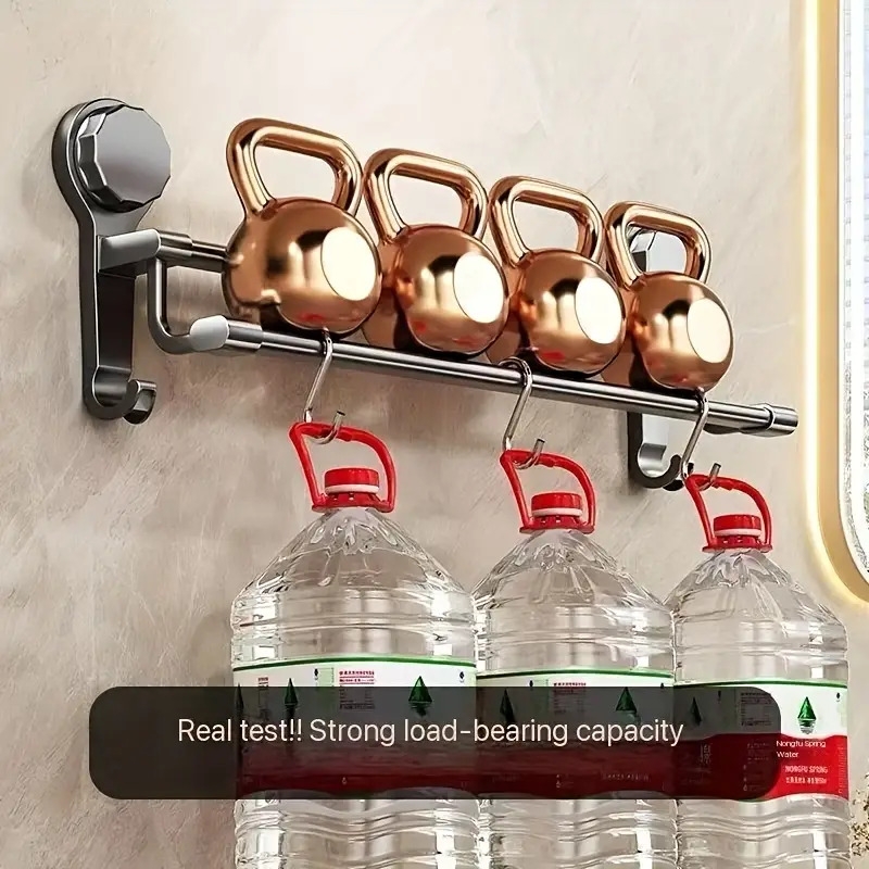 1个升级版强力吸盘双杆毛巾架，免打孔壁挂式浴室厨房挂杆, 节省空间的解决方案,厨房整理,双杠设计,极简架,防锈材料,毛巾架,nodrill 支架,繁忙家庭 商品详情 3