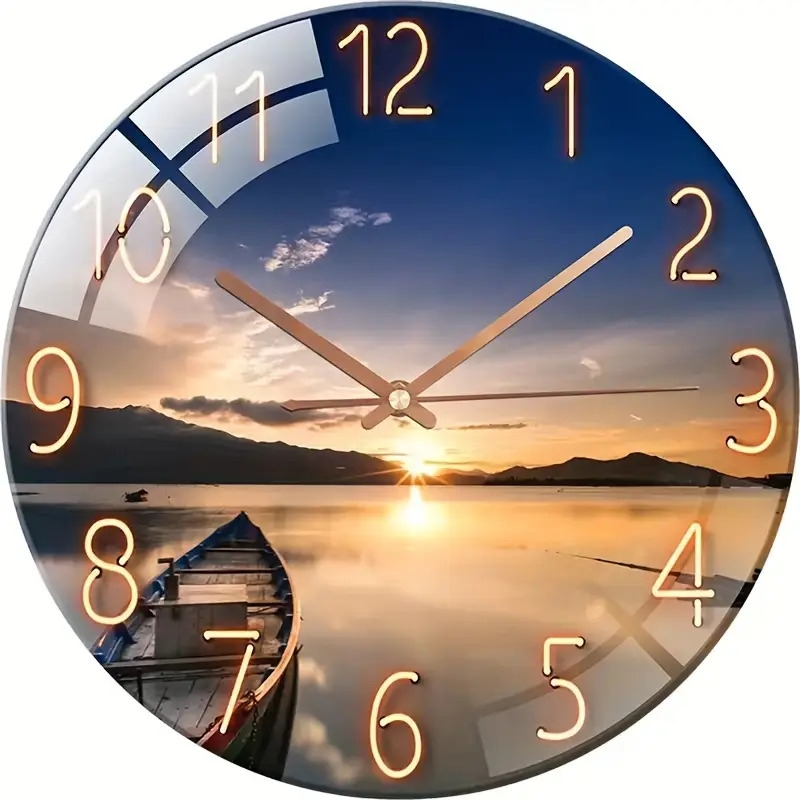 12 inch glass art   clock modern silent wall clock suitable for bedroom and living room wall clock living room decoration excluding batteries details 1