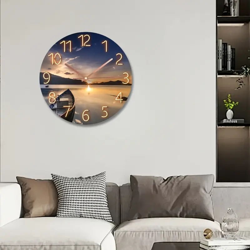 12 inch glass art   clock modern silent wall clock suitable for bedroom and living room wall clock living room decoration excluding batteries details 0