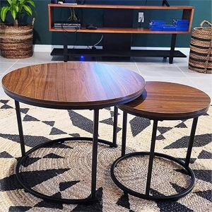 Set of 2 Round Interlocking Coffee Tables