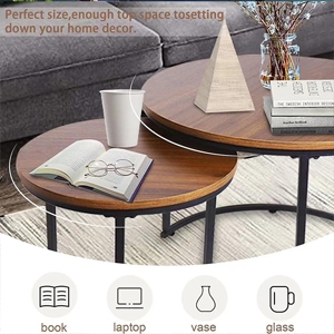 Set of 2 Round Interlocking Coffee Tables