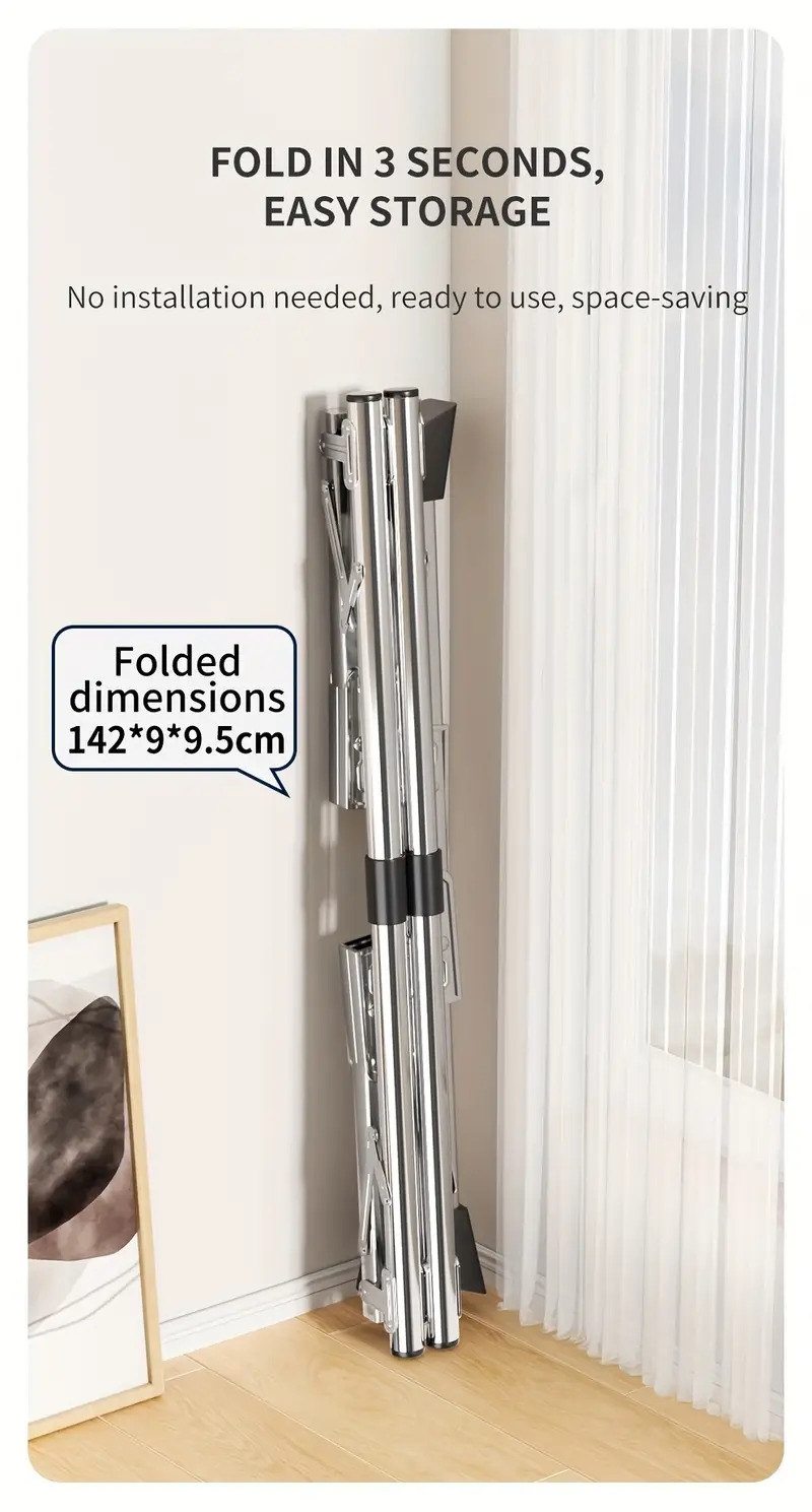   重型晾衣架，53.15-94.49 可伸缩 x 型架，耐用金属可折叠晾衣架，适用于室内和室外，节省空间，晾衣架 商品详情 5