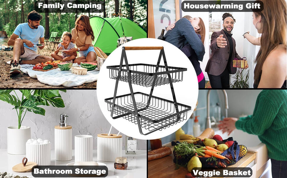 modern fruit bowl 2 tier fruit basket for kitchen counter bread storage snack organizer