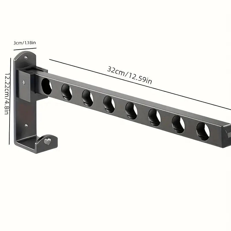 6/8孔金属衣架 | 壁挂式，可折叠节省空间 | 护垫黑色表面 | 多用途烘干和储物架，适用于洗衣房、卧室、浴室 | 适用于服装和配饰，衣架 商品详情 2