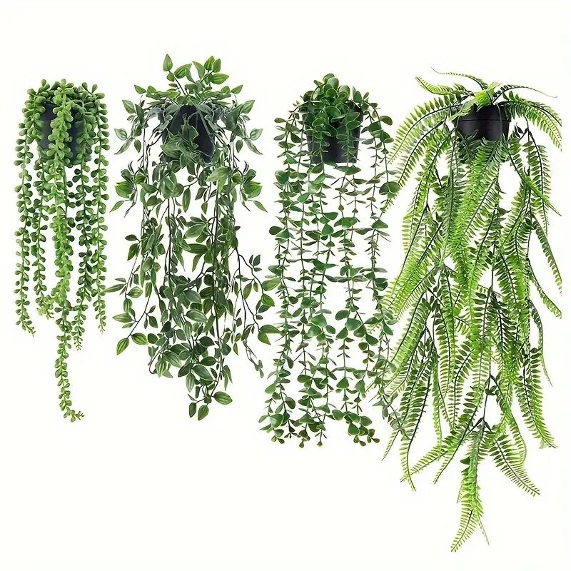 4 包假悬挂植物人造装饰人造盆栽绿色植物悬挂植物室内房间家用架子户外装饰 0
