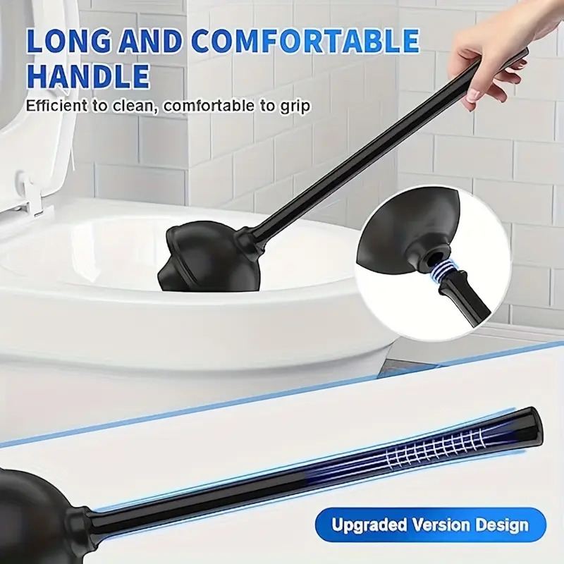 二合一马桶刷与长柄柱塞套装 - 旋转头，耐用黑色塑料，独立式浴室清洁工具套件，卫浴配件，马桶配件 商品详情 6