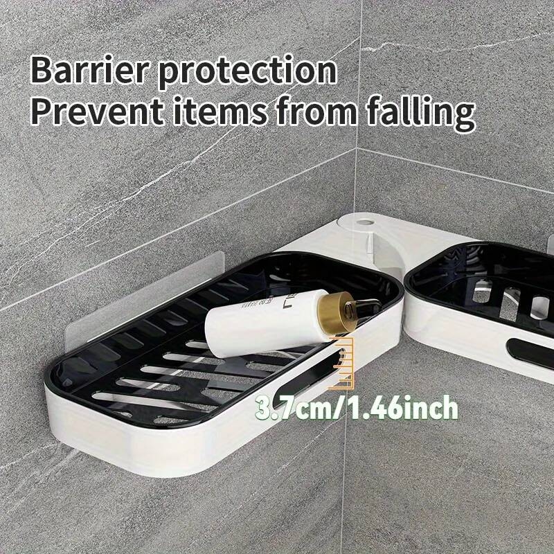 1件重型角落置物架 - 无需钻孔免损伤安装，节省空间的浴室、厨房、淋浴间悬浮搁板 - 现代白色角落储物架（易于组装），浴室搁板，厨房整理，现代设计，光滑表面，耐用塑料，悬浮搁板 商品详情 2
