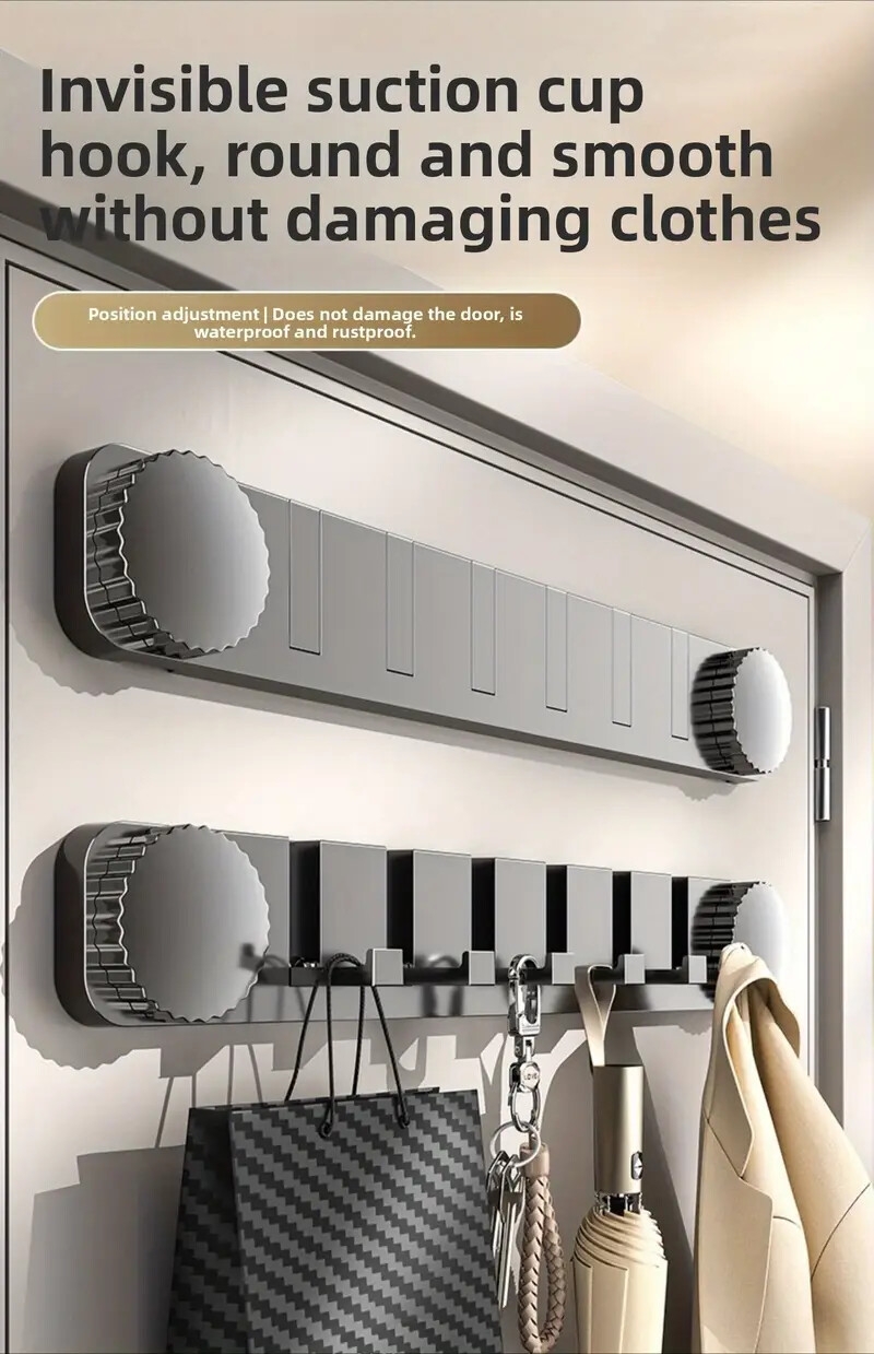 2种选择吸盘门后挂钩 - 强力粘合无需钻孔承重架衣帽储物 商品详情 0
