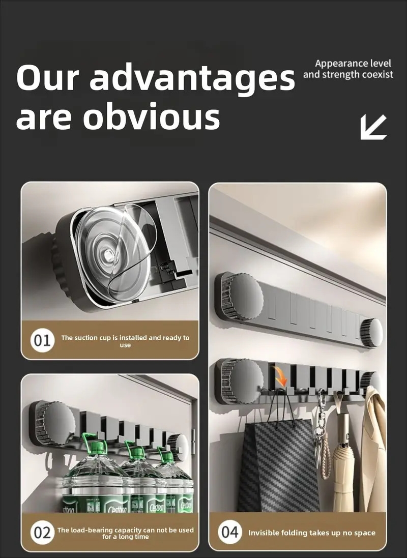 2种选择吸盘门后挂钩 - 强力粘合无需钻孔承重架衣帽储物 商品详情 1