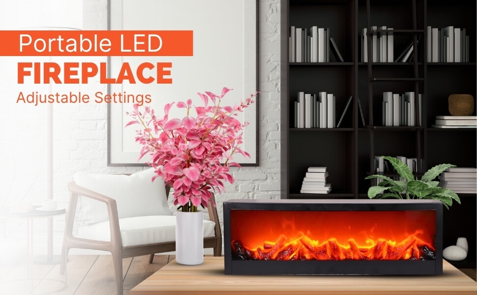 Big size SP-26 Fireplace Lantern Flame Effect Lamp for Home Decor, Decorative Fire Light for Living Room Bedroom Office Table Window Display, Fireplace decorative lantern display size (60cmx10cmx20cm) Portable Led fireplace