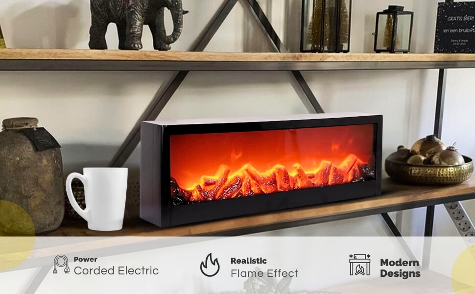 Big size SP-26 Fireplace Lantern Flame Effect Lamp for Home Decor, Decorative Fire Light for Living Room Bedroom Office Table Window Display, Fireplace decorative lantern display size (60cmx10cmx20cm) mordern design fireplace wire corded realistic effect