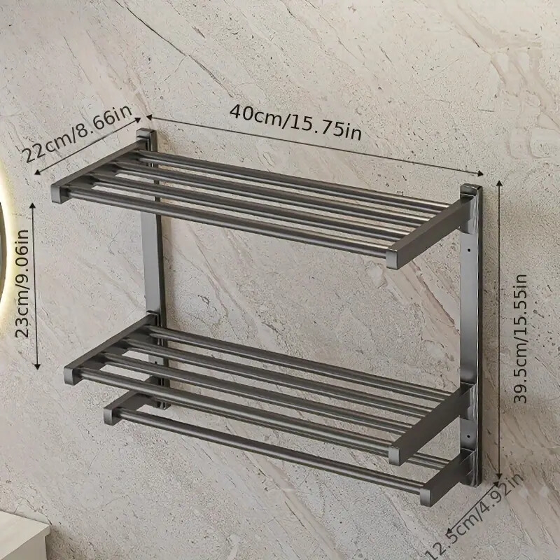 易安装3层不锈钢毛巾架 - 无需钻孔，节省空间的浴室收纳架 详情 4