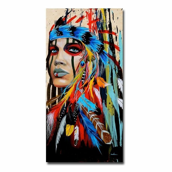 product_image_name-Generic-Modern Wall Art Prints Coloful Girl Feathered Women Canvas Painting For Living Room Home Decor, Size:30x45cm-4