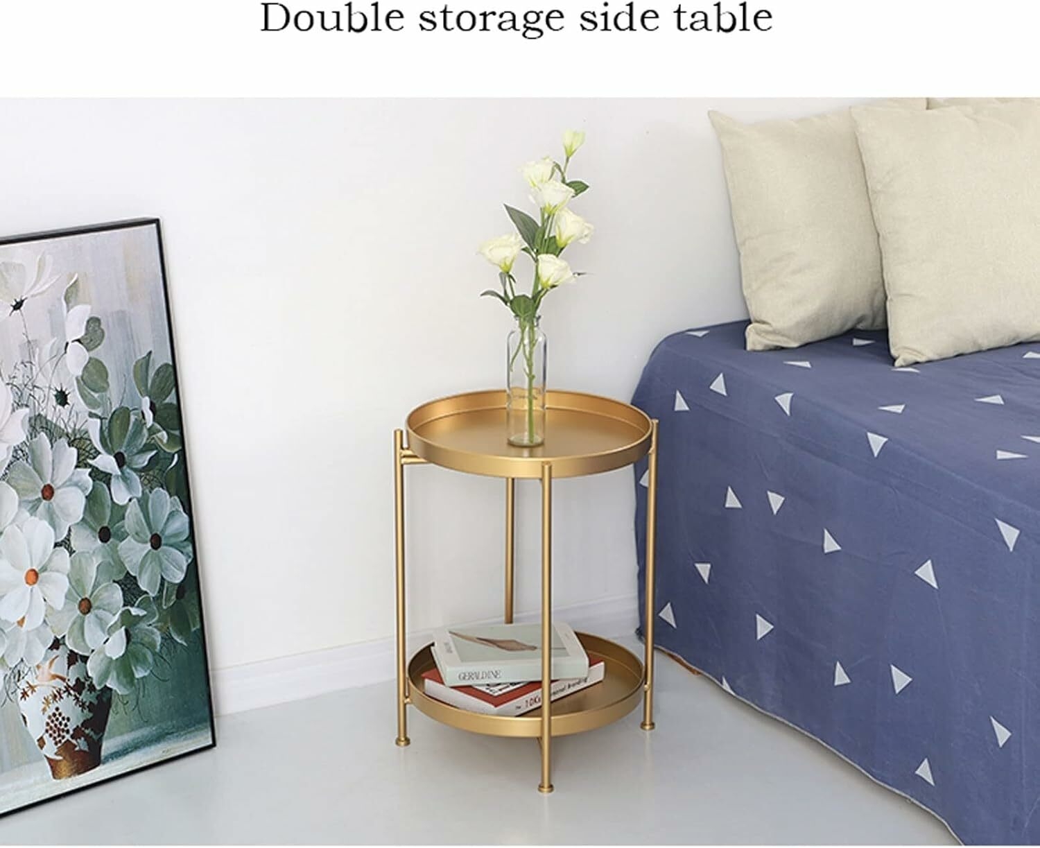 Hot Sale Nordic Light Luxury Removable Small Coffee Table Balcony Casual Small Round Table Living Room Bedroom Double Deck Coffee Table, MULTICOLOR image