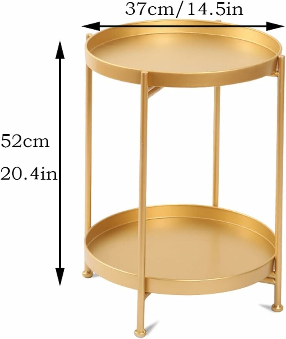 Hot Sale Nordic Light Luxury Removable Small Coffee Table Balcony Casual Small Round Table Living Room Bedroom Double Deck Coffee Table, MULTICOLOR image