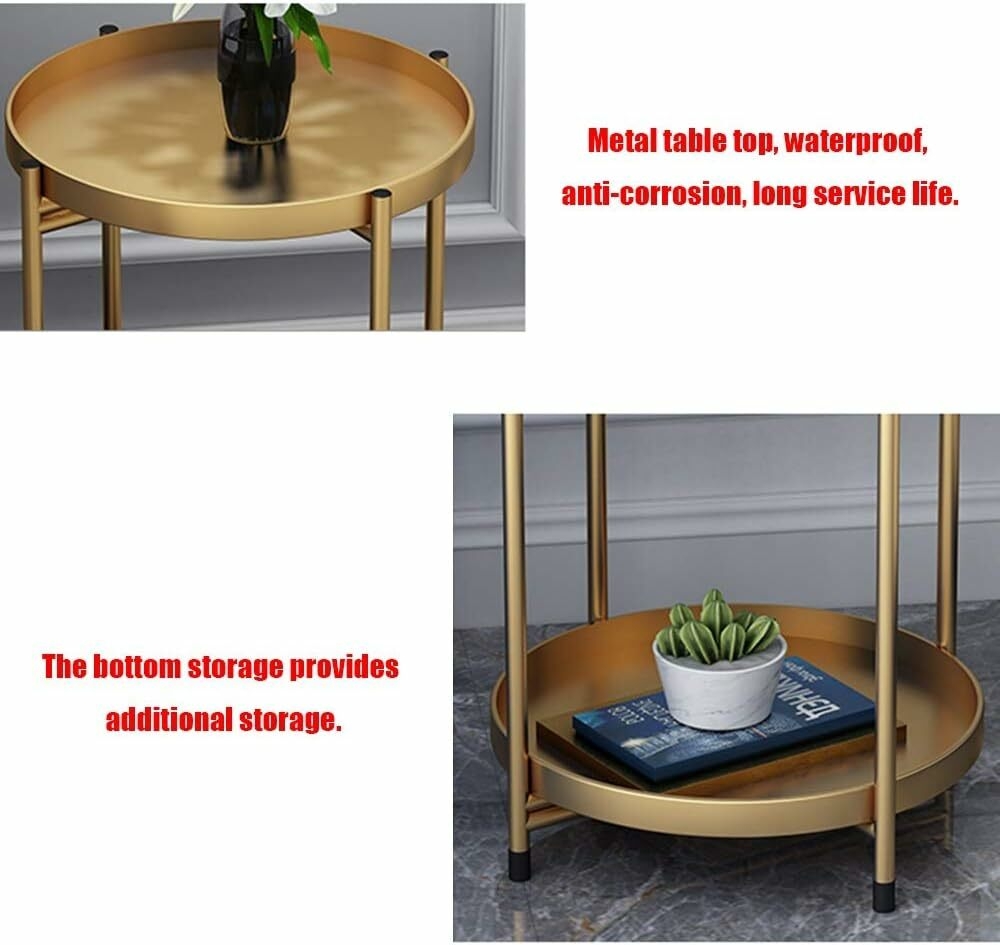Hot Sale Nordic Light Luxury Removable Small Coffee Table Balcony Casual Small Round Table Living Room Bedroom Double Deck Coffee Table, MULTICOLOR image