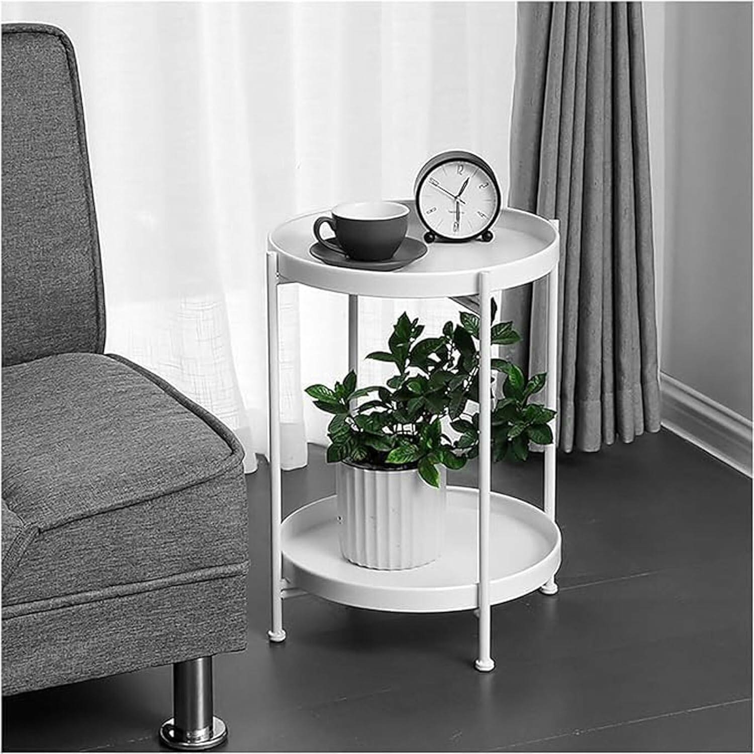 Hot Sale Nordic Light Luxury Removable Small Coffee Table Balcony Casual Small Round Table Living Room Bedroom Double Deck Coffee Table, MULTICOLOR image