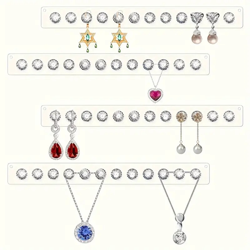 1pc wall mounted acrylic jewelry hanger with 12 diamond hooks polished necklace organizer for ladies accessories clear rectangular display rack for necklace types accessory display clear acrylic display reflective surface hanging jewelry organizers 5