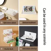 1个装/2个装塑料壁挂折叠储物架，非打孔浴室收纳架，适用于衣物和配件，节省空间的可折叠架子，适合家庭整理的篮子、箱子和容器 详情 2