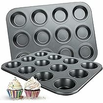 Muffin Pan, 12 Cupcake Pan, 2 Sets of Nonstick Brownie Bakeware Muffin Tin, Cupcake Tray, Baking Pan for Kitchen Oven, Black