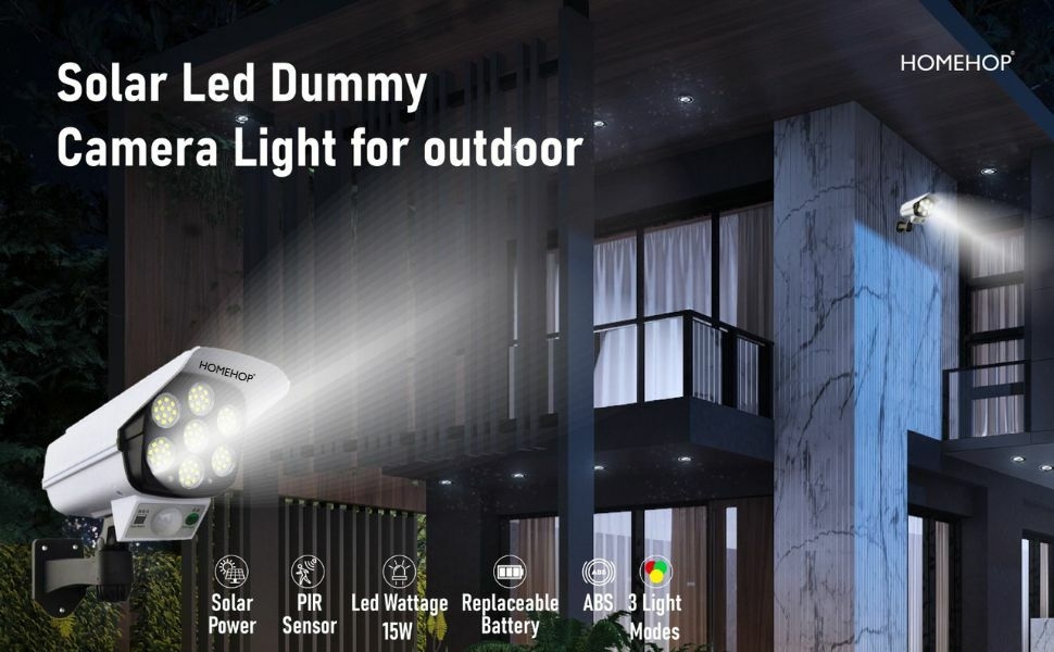 LED Solar Security Motion Sensor Lamp for Outdoor Home Garden Fake Camera Wall lamp with Remote