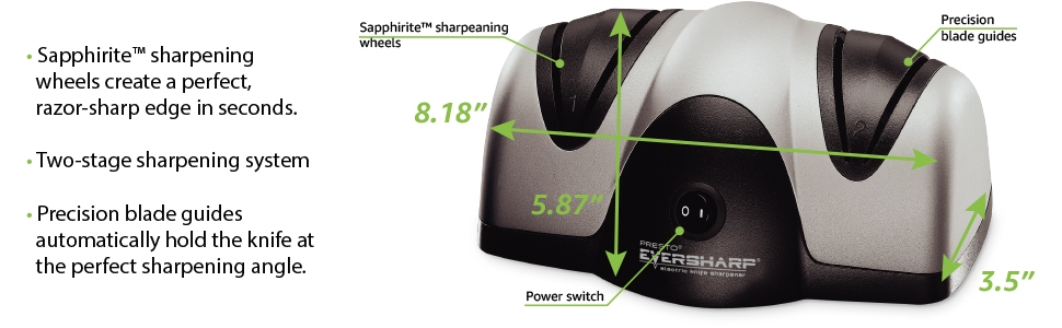 Callouts for the 08800 EverSharp Electric Knife Sharpener - 2 stage - Black