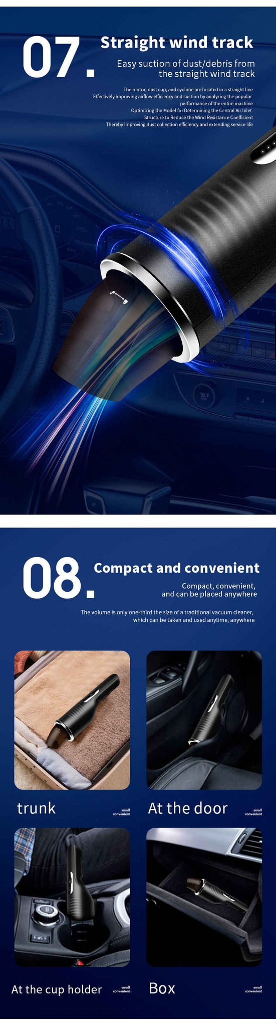 Wireless Automobile Vacuum Cleaner Portable Robot Vacuum Cleaner Handheld Mini for Car Home Office