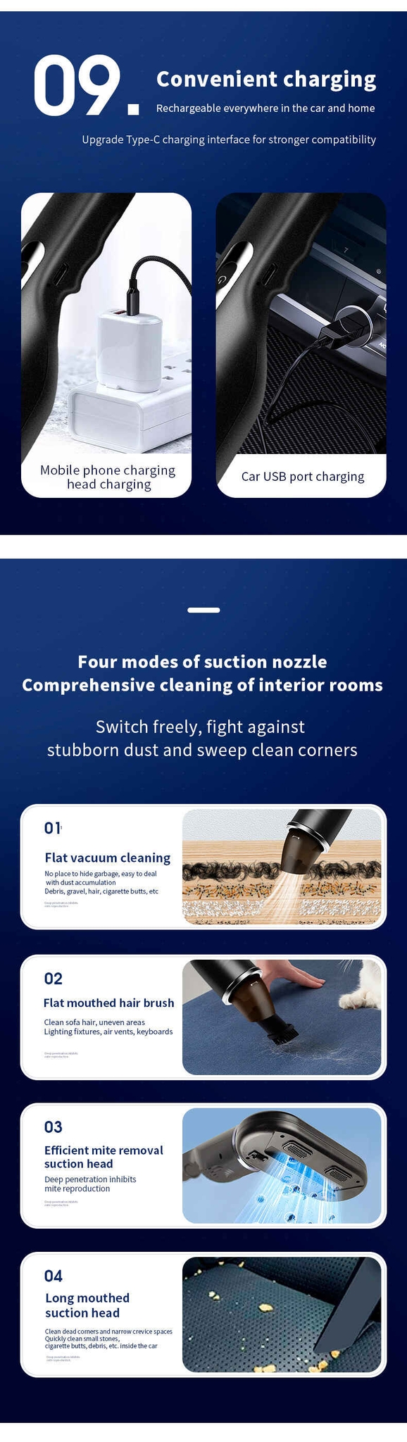 Wireless Automobile Vacuum Cleaner Portable Robot Vacuum Cleaner Handheld Mini for Car Home Office