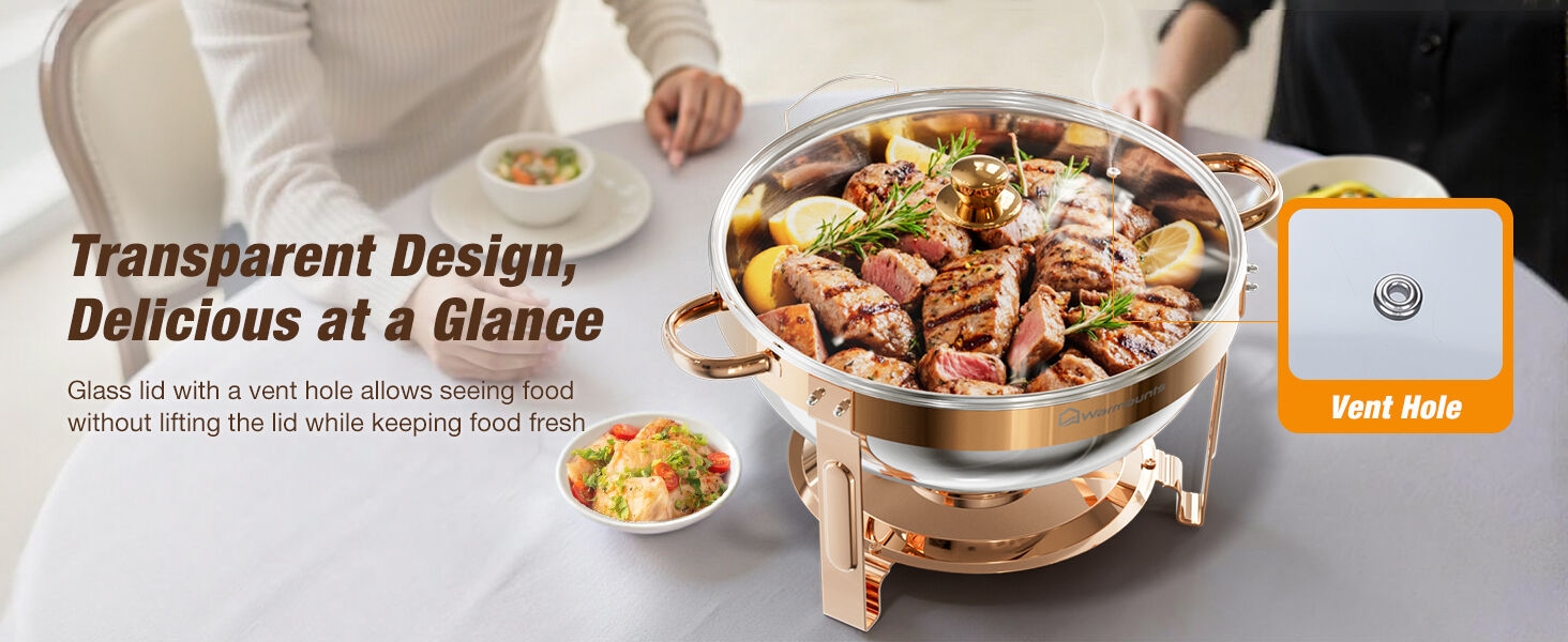 rose gold Chafing Dishes with Glass Lid 2026