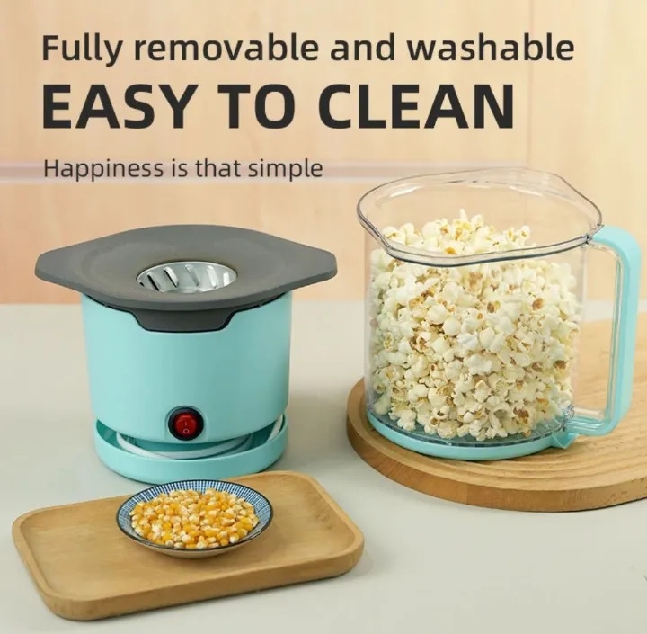 Automatic Kitchen portable fast popcorn maker 220v Electric Hot Air Mini popcorn  popper maker machine with top cover